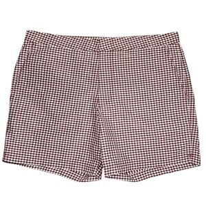 Club Monaco Gingham Check Swim Shorts Preppy 6" Maroon Size 34